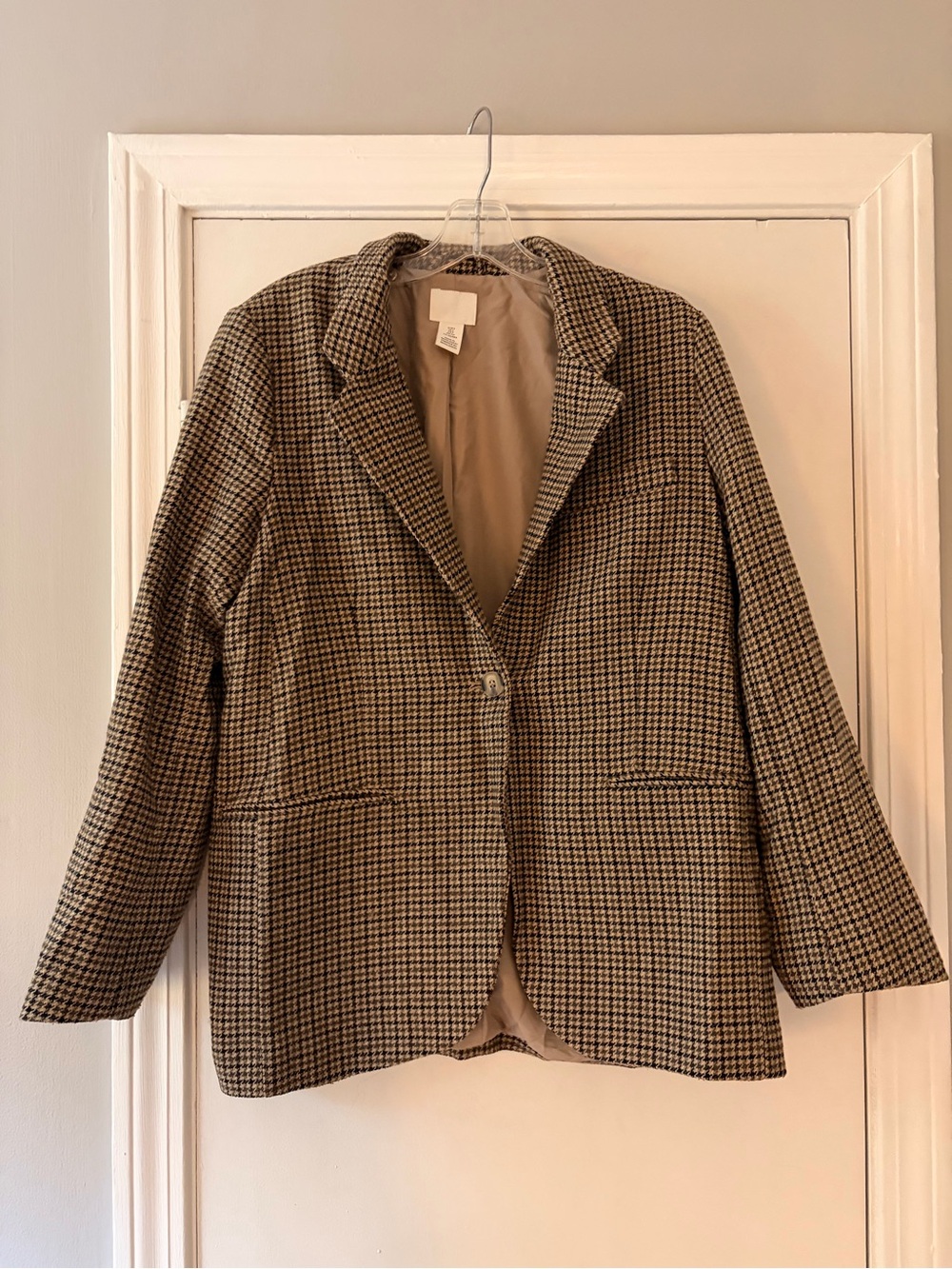 H&M Houndstooth Blazer Jacket - Black & Cream